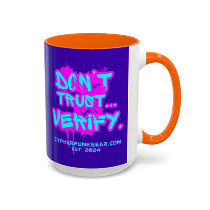Don't Trust...Verify. Dark Purple Accent Mug by cypherpunkgear.com