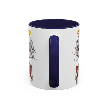 Caution, Savage White Accent Mug by cypherpunkgear.com