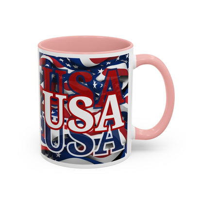 USA White font Center Patriot Accent Mug by cypherpunkgear.com