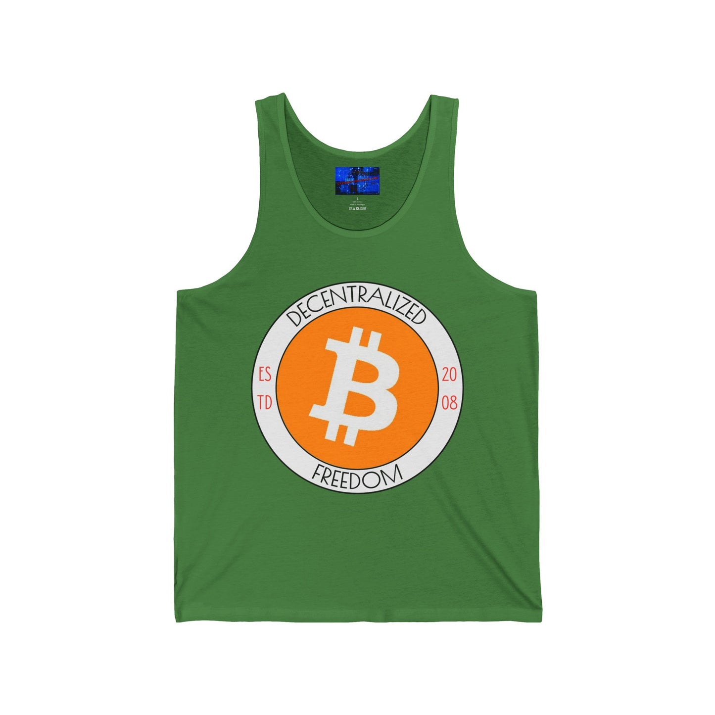 Bitcoin Decentralized Freedom Unisex Jersey Tank Top by cypherpunkgear