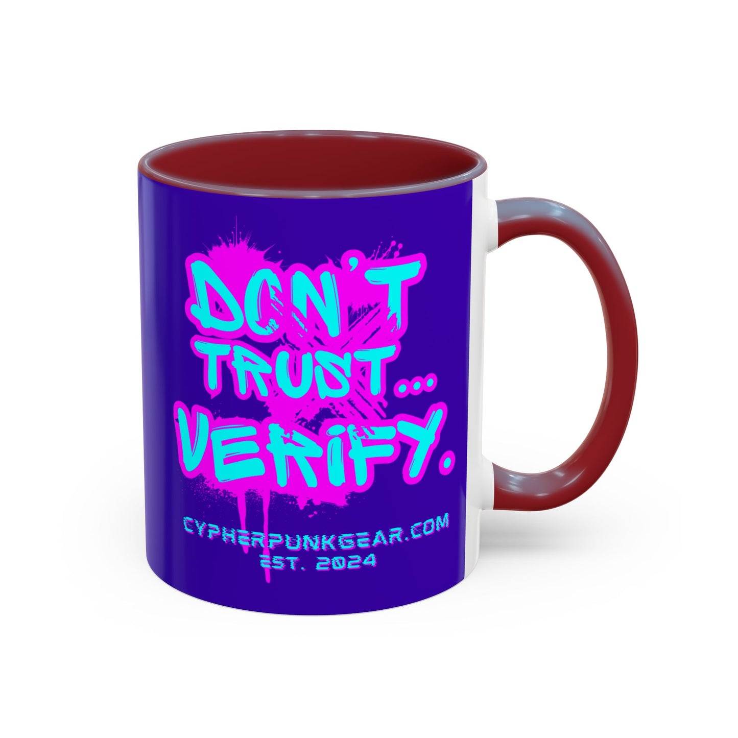 Don't Trust...Verify. Dark Purple Accent Mug by cypherpunkgear.com