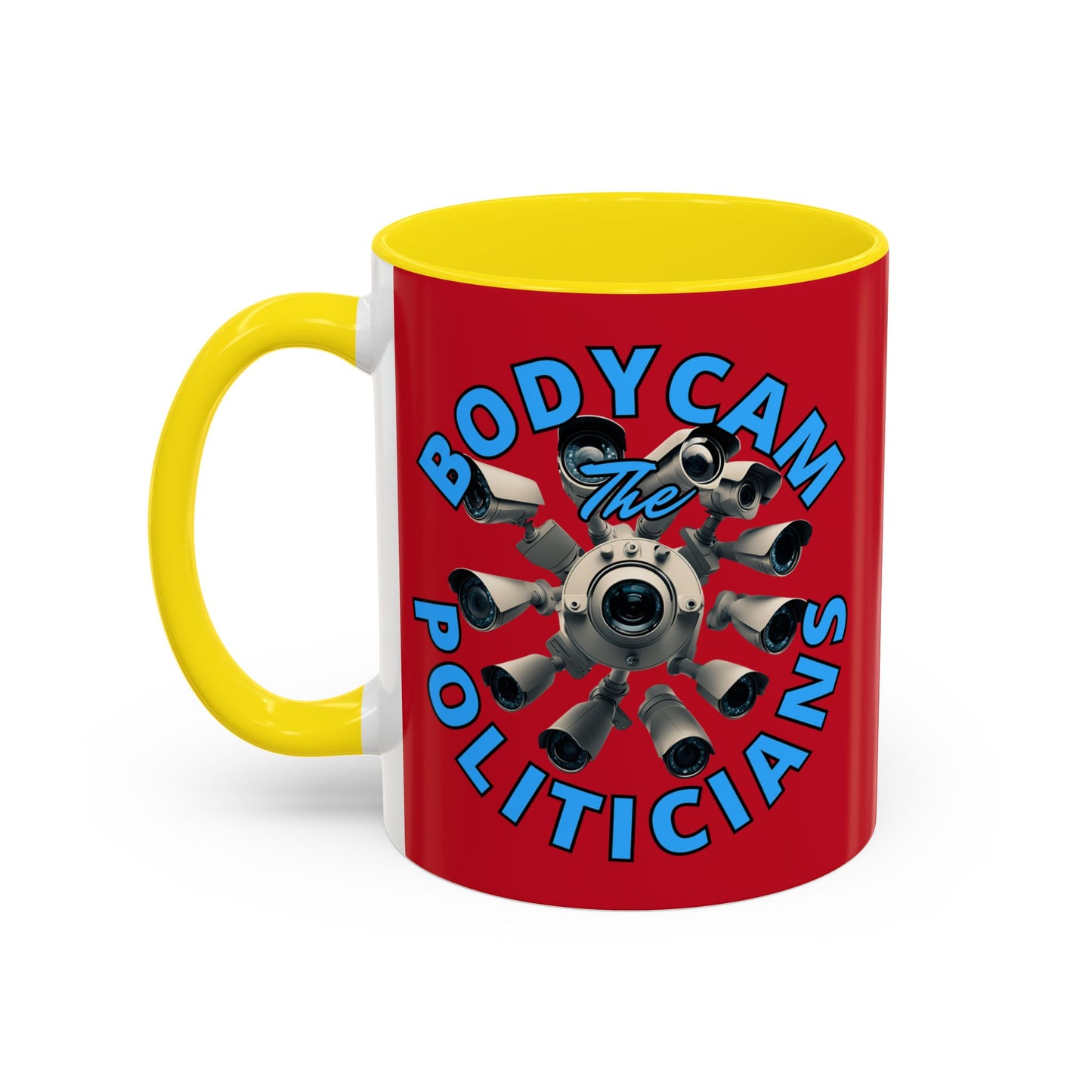 Bodycam the Politicians Cameras Red Accent Mug by cypherpunkgear.com