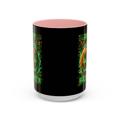Happy Halloween Green Jack Black Accent Mug by CreepyCrafts.boo