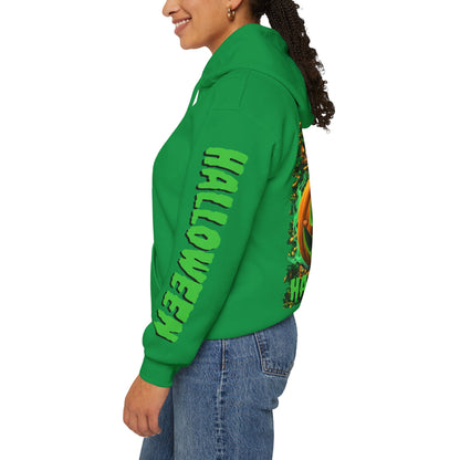 Happy Halloween Green Jack Hoodie Unisex Hooded Sweatshirt by cypherpunkgear