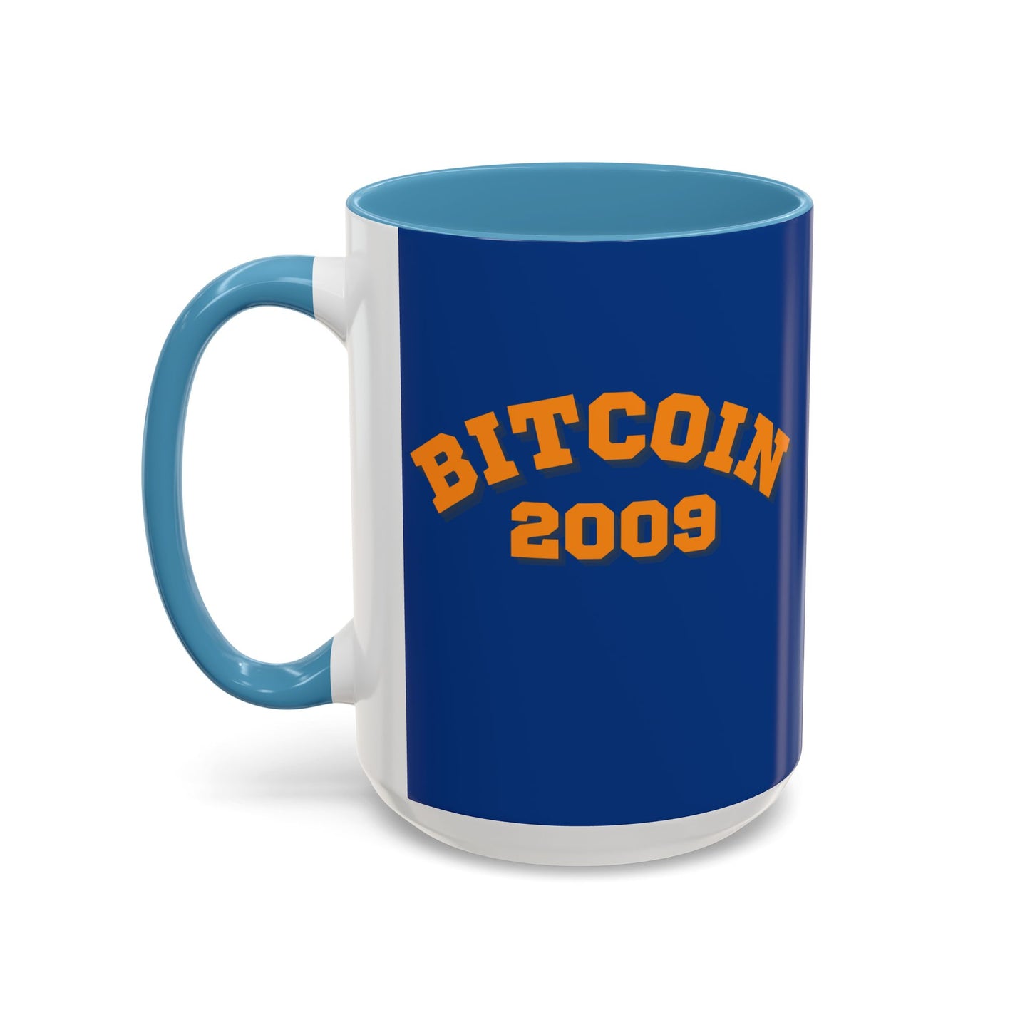 Bitcoin 2009 Dark Blue Accent Mug by cypherpunkgear.com