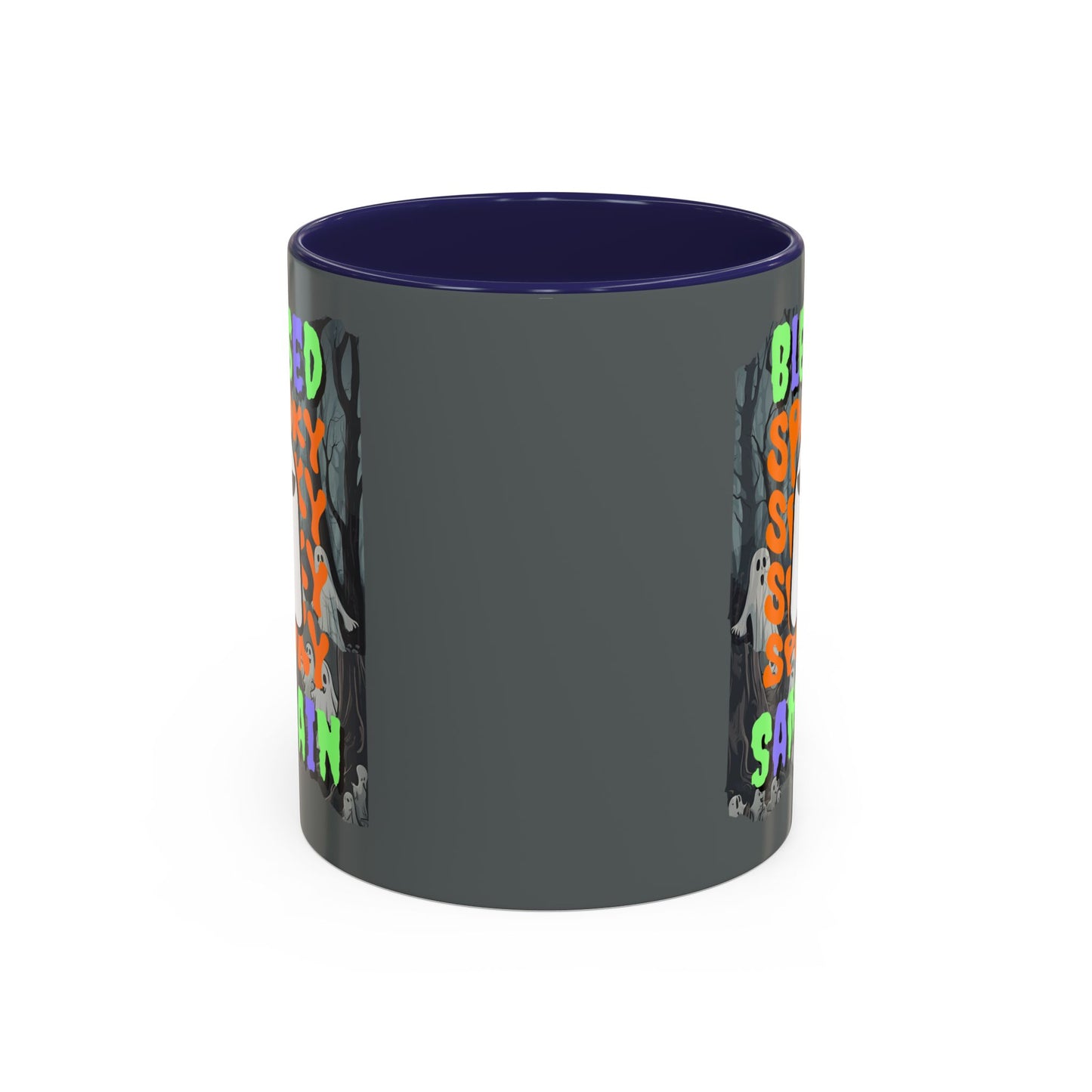 Spooky Blessed Samhain Ghost MXfont Accent Mug by cypherpunkgear