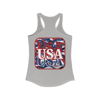 2-sided Red WHITE and Blue USA Patriot Women's Racerback Tank Top by cypherpunkgear