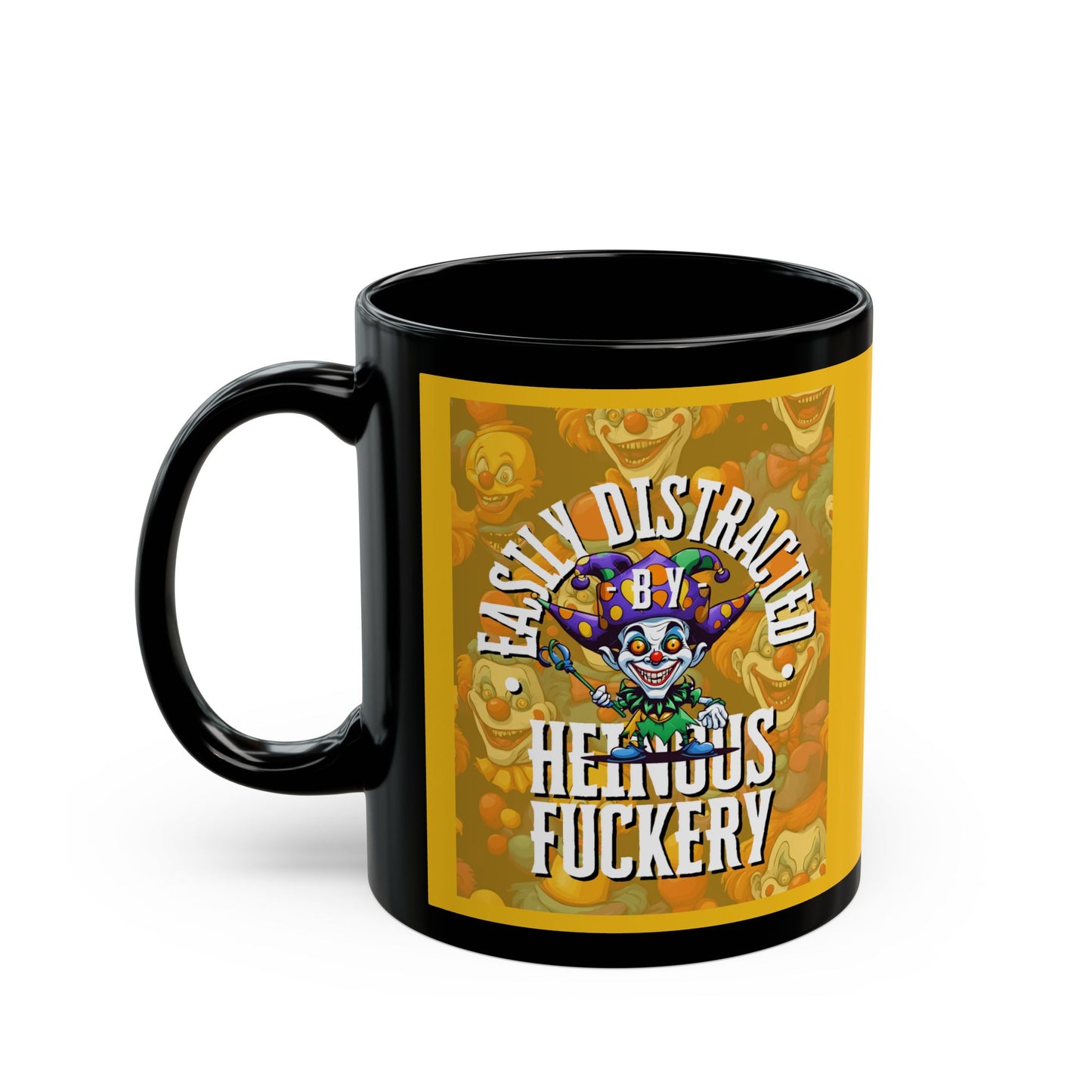 Easily Distracted by Heinous Fuckery Little Jinx Yellow Mug by cypherpunkgear.com