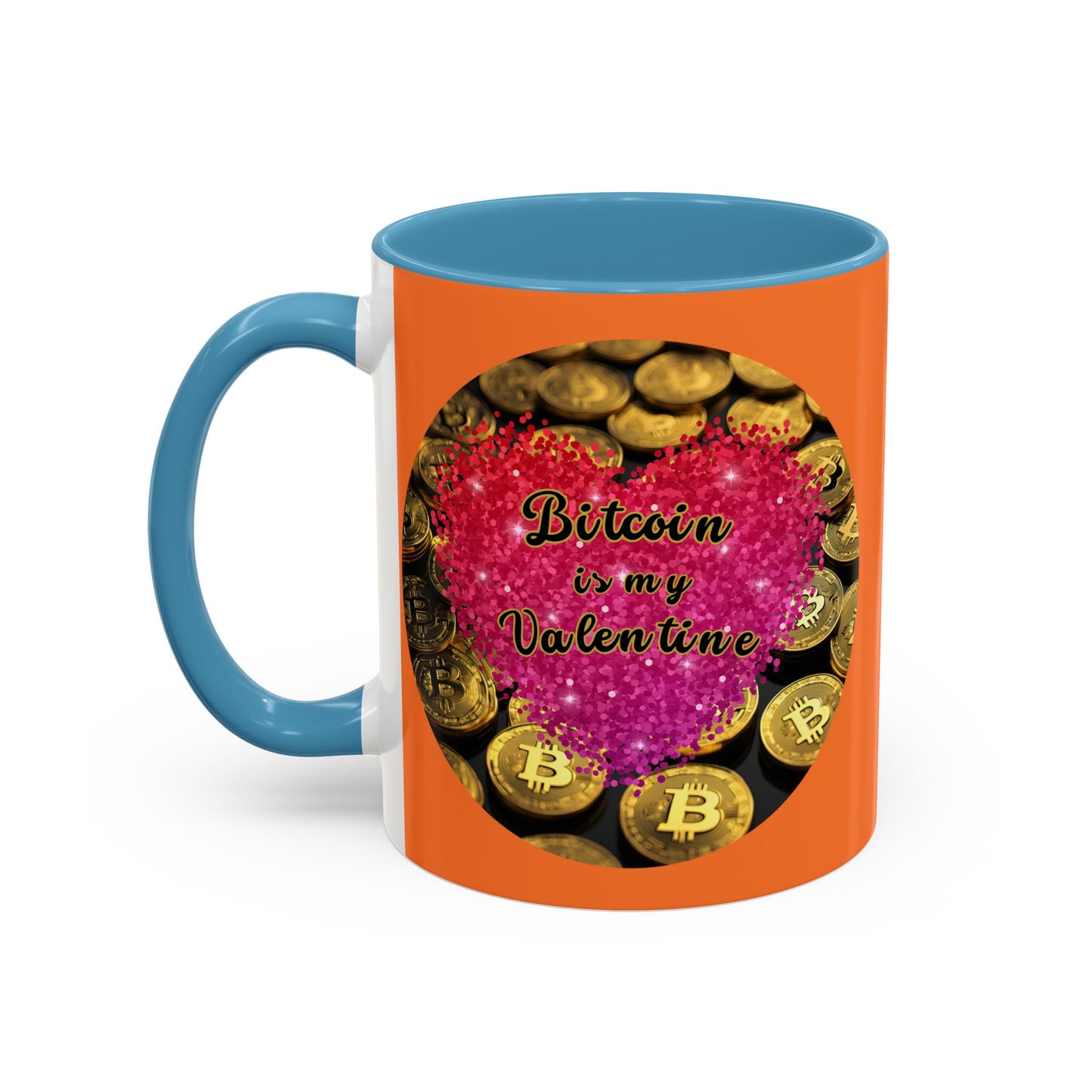 Bitcoin is My Valentine Orange Accent Mug by cypherpunkgear.com