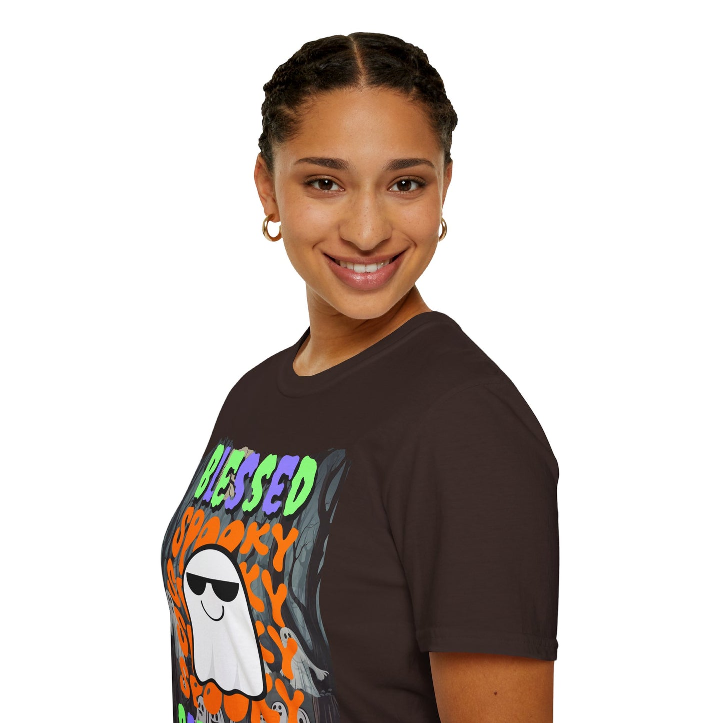 Spooky Blessed Samhain Ghost Mixed font Unisex T-Shirt by CreepyCrafts.boo