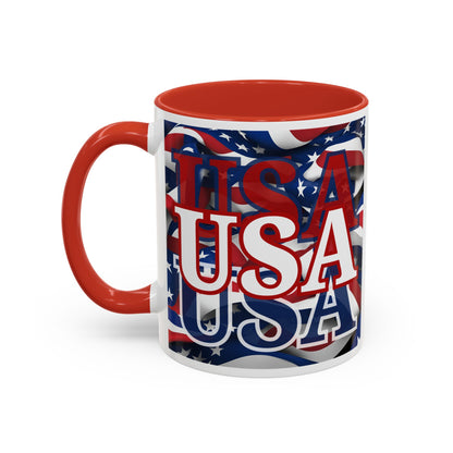 USA White font Center Patriot Accent Mug by cypherpunkgear.com