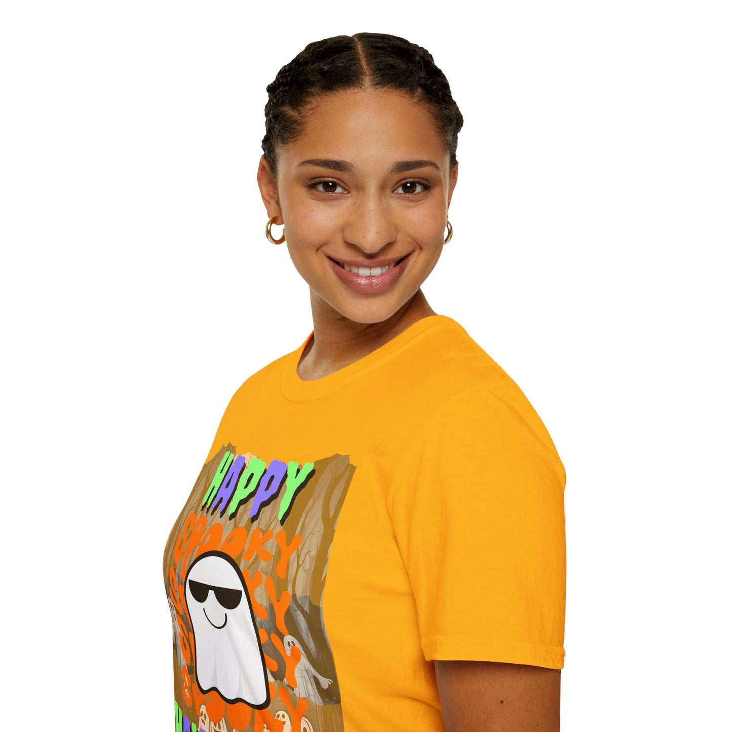 Spooky Happy Halloween Ghost Light colors Mixed font Unisex T-Shirt by CreepyCrafts.boo