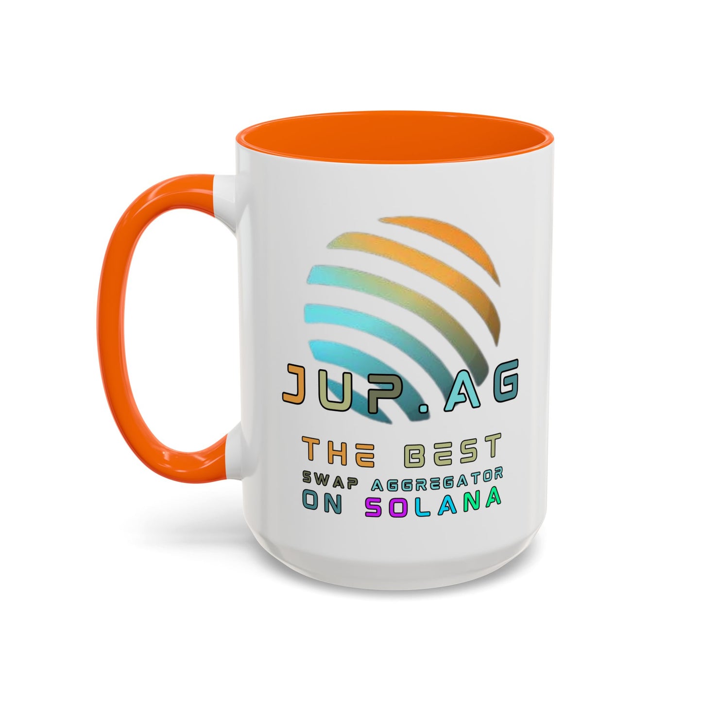 Jupiter (JUP) the best aggregator on Solana White Accent Mug by cypherpunkgear.com