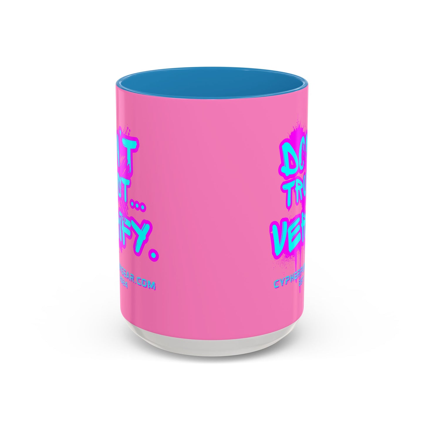 Don't Trust...Verify. Light Pink Accent Mug by cypherpunkgear.com