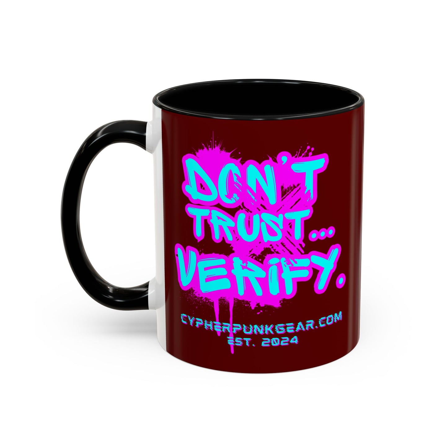 Don't Trust...Verify. Red Accent Mug by cypherpunkgear.com