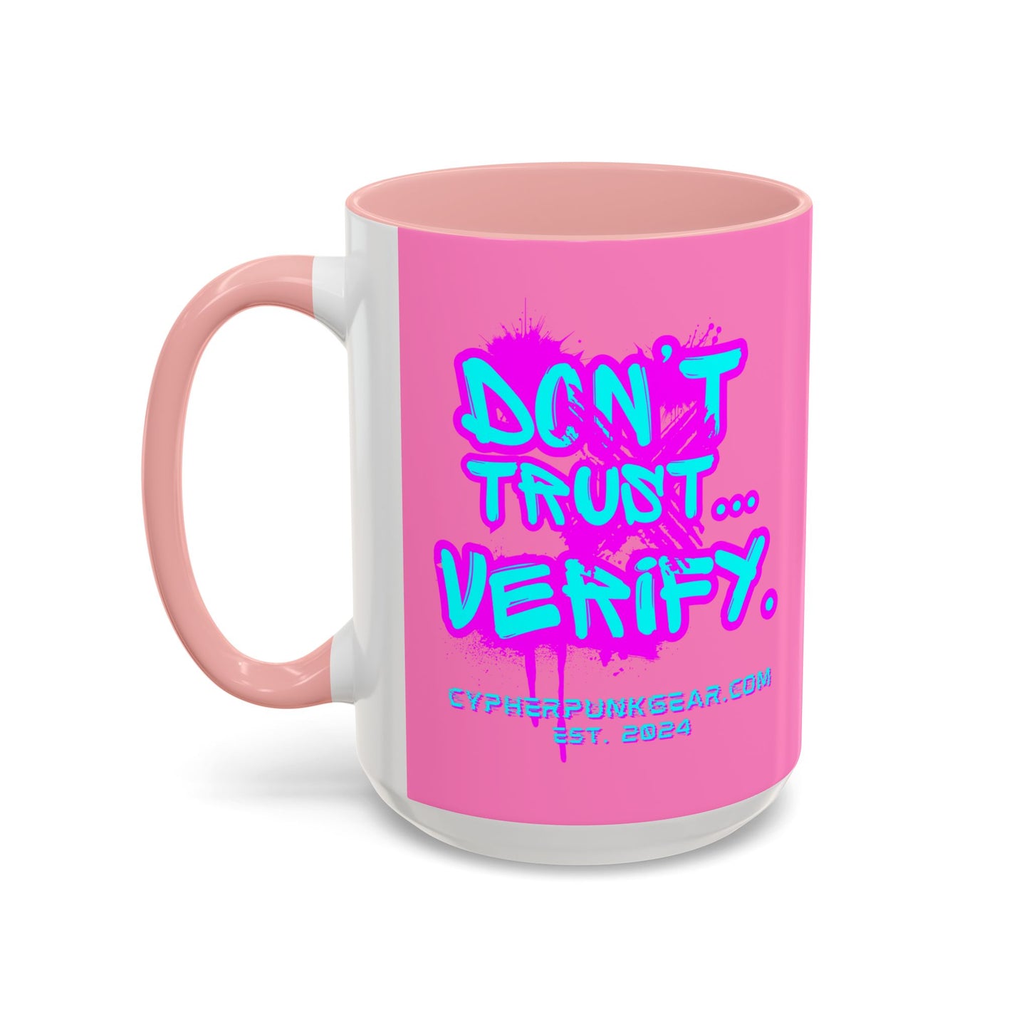 Don't Trust...Verify. Light Pink Accent Mug by cypherpunkgear.com