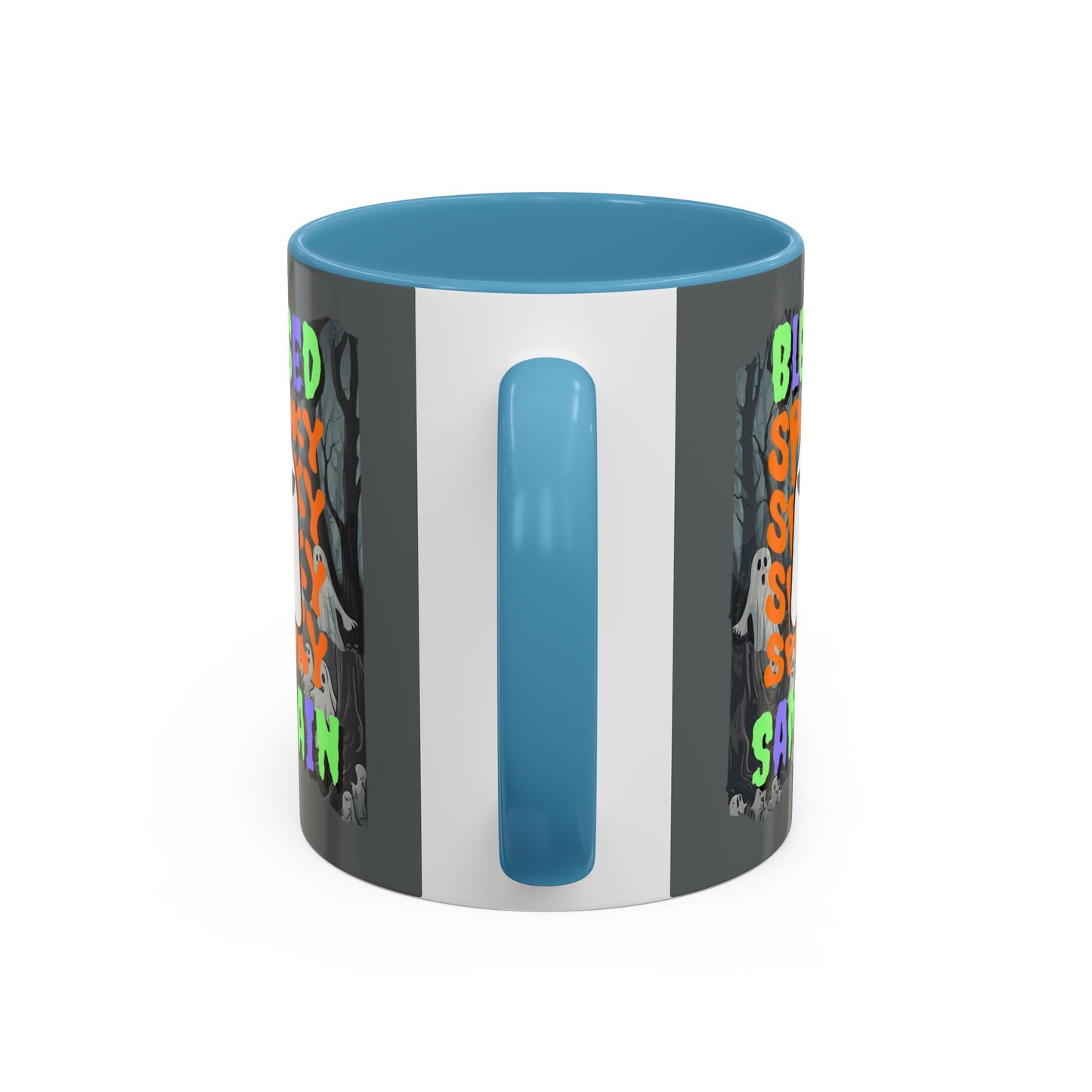Spooky Blessed Samhain Ghost Mixed font Accent Mug by CreepyCrafts.boo
