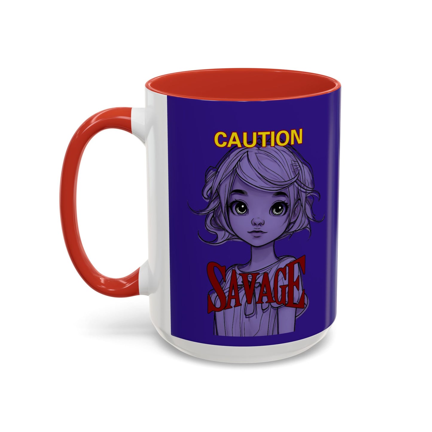 Caution, Savage Dark Purple Accent Mug by cypherpunkgear.com