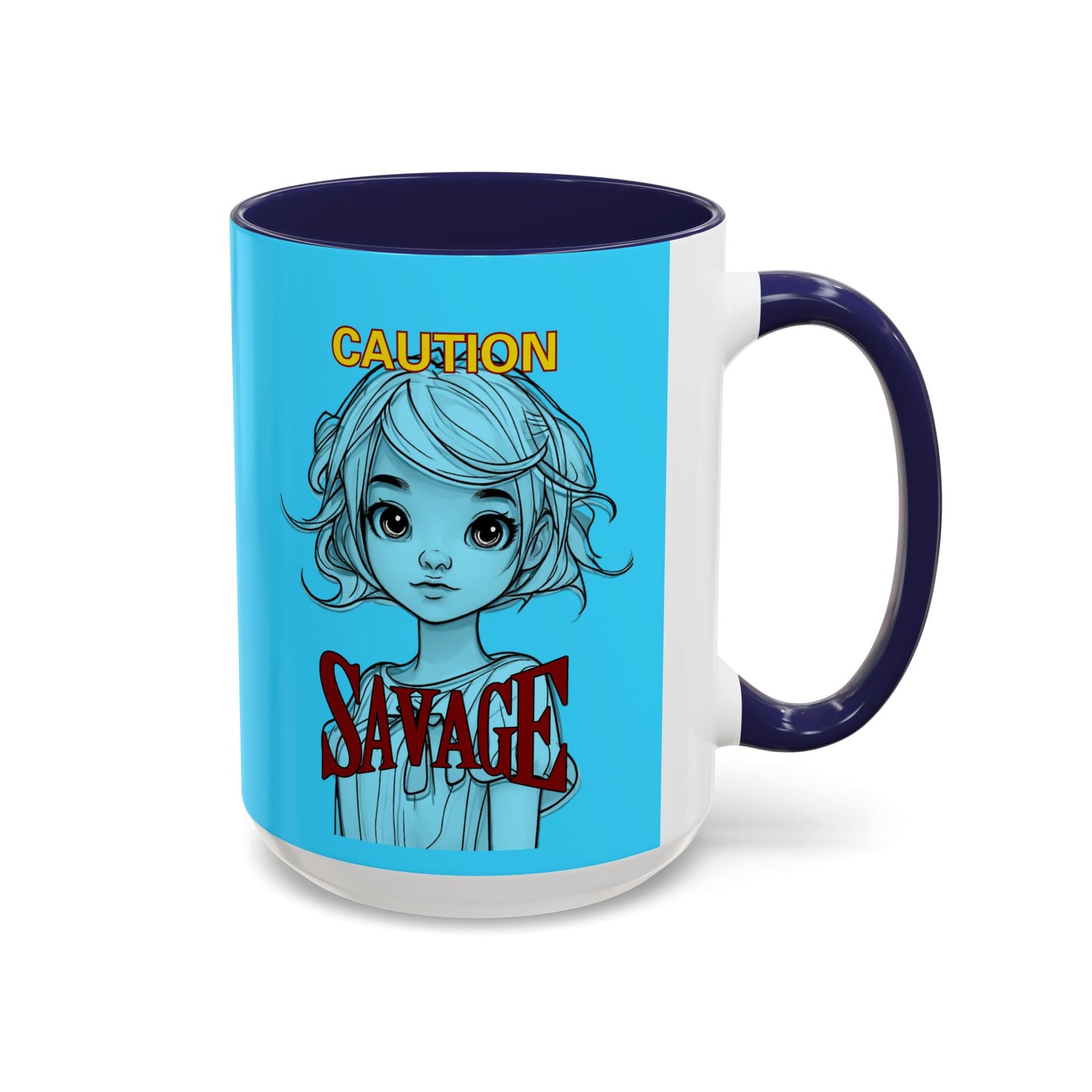 Caution, Savage Light Blue Accent Mug by cypherpunkgear.com