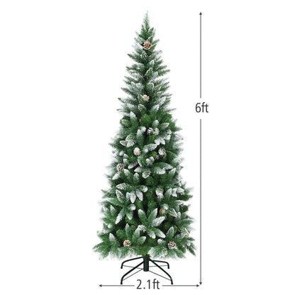 5/6/7.5 Feet Artificial Pencil Christmas Tree with Pine Cones