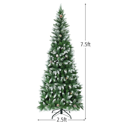 5/6/7.5 Feet Artificial Pencil Christmas Tree with Pine Cones