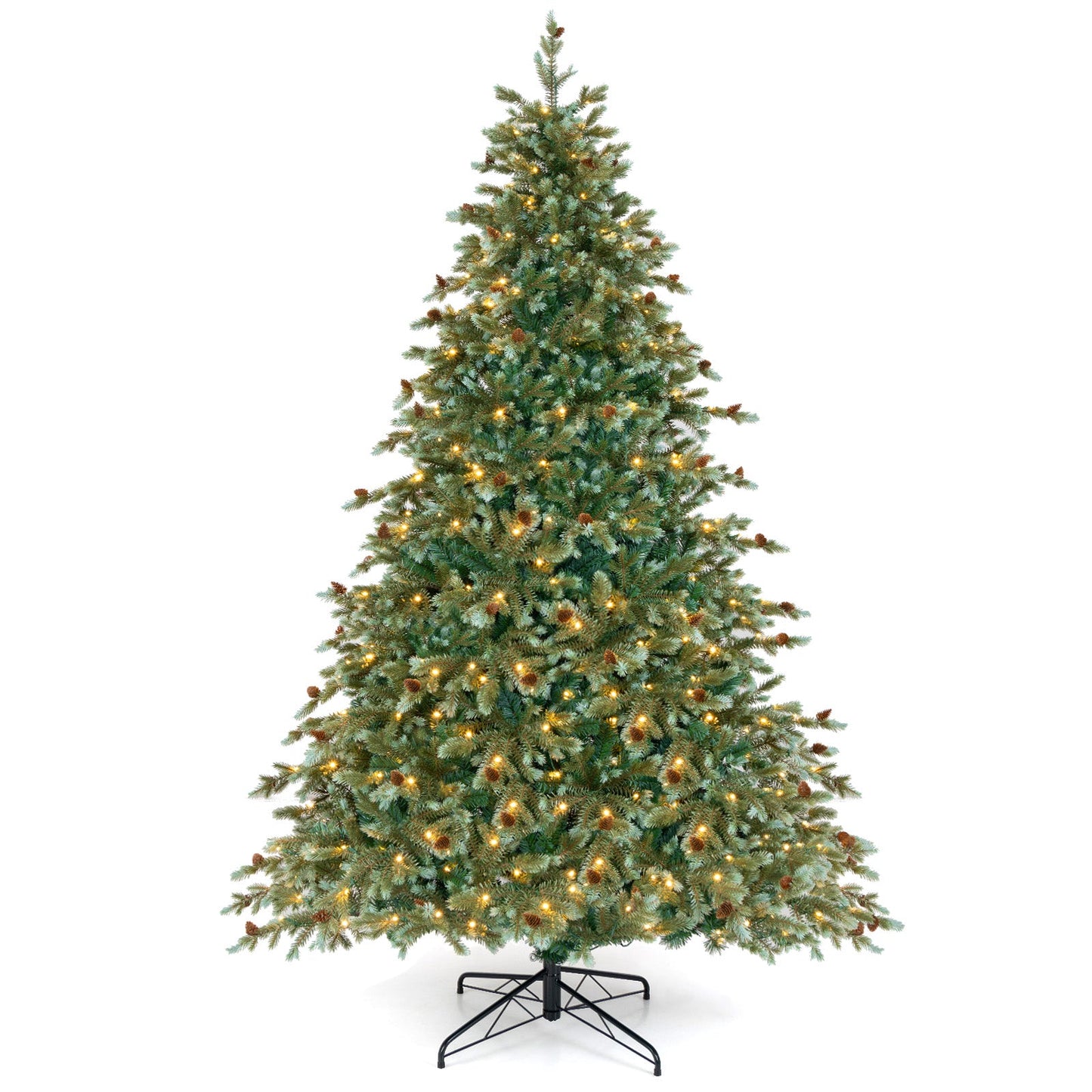 6/7/8 Feet Christmas Tree with Warm White LED Lights and Pine Cones
