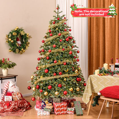 6/7/8 Feet Christmas Tree with Warm White LED Lights and Pine Cones
