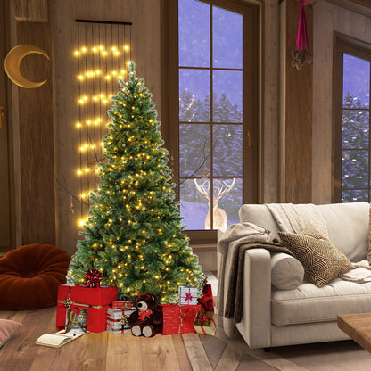 6/7/8 Feet Hinged Christmas Tree with PVC Branch Tips Warm White LED Lights
