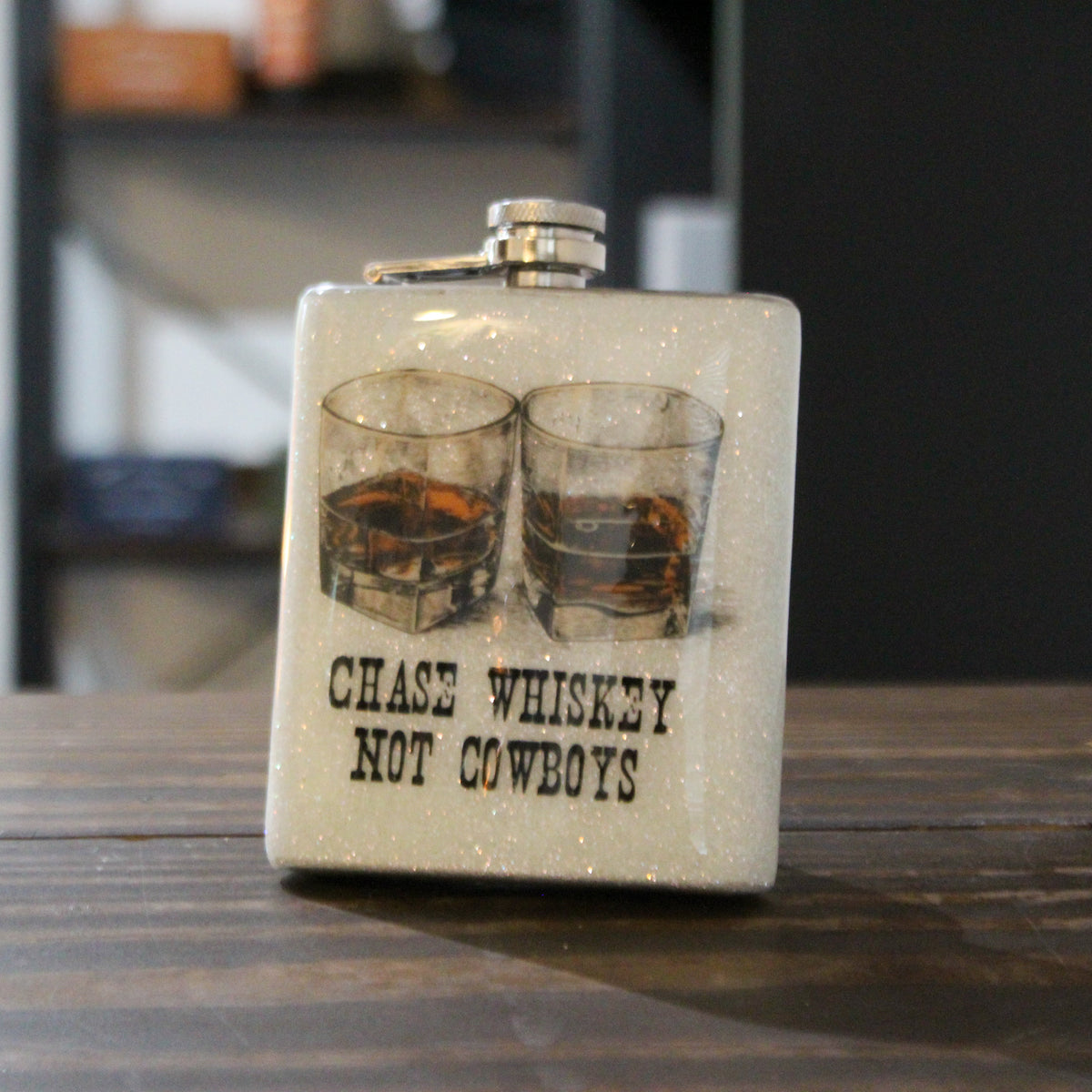 LLB-024 “Chase Whiskey Not Cowboys” 7oz Flask Gift Set