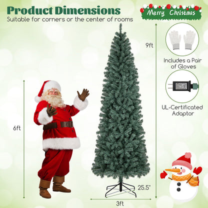Pre-Lit Blue Artificial Christmas Tree Slim with 9 Lighting Modes