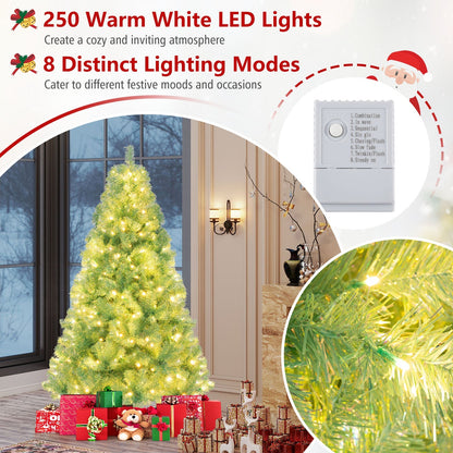 Pre-Lit Tinsel Christmas Tree Artificial Xmas Tree Home Office Party Seasonal Holiday Decoration