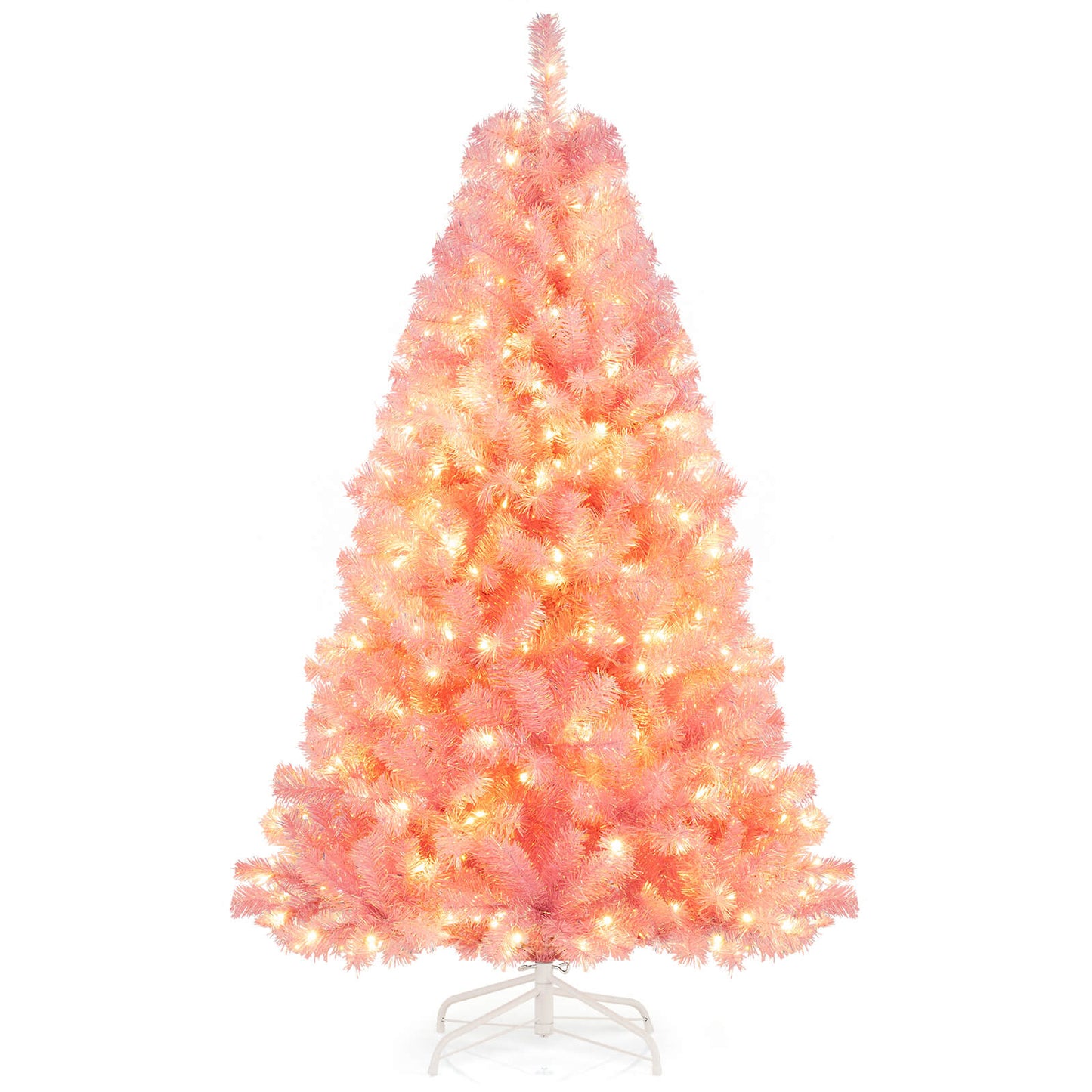 Pre-Lit Tinsel Christmas Tree Artificial Xmas Tree with Lush Branch Tips Holiday Decoration