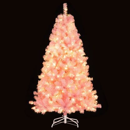 Pre-Lit Tinsel Christmas Tree Artificial Xmas Tree with Lush Branch Tips Holiday Decoration