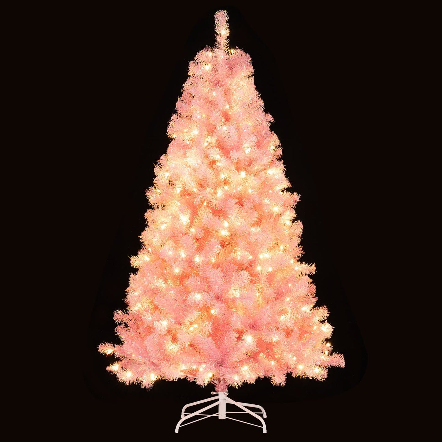 Pre-Lit Tinsel Christmas Tree Artificial Xmas Tree with Lush Branch Tips Holiday Decoration