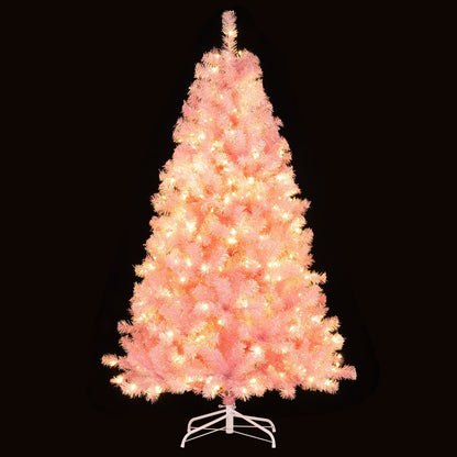 Pre-Lit Tinsel Christmas Tree Artificial Xmas Tree with Lush Branch Tips Holiday Decoration