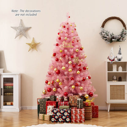 Pre-Lit Tinsel Christmas Tree Artificial Xmas Tree with Lush Branch Tips Holiday Decoration