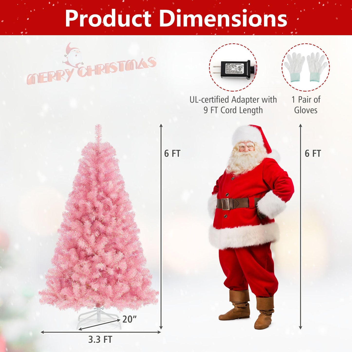 Pre-Lit Tinsel Christmas Tree Artificial Xmas Tree with Lush Branch Tips Holiday Decoration