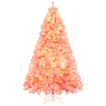 Pre-Lit Tinsel Christmas Tree Artificial Xmas Tree with Lush Branch Tips Holiday Decoration