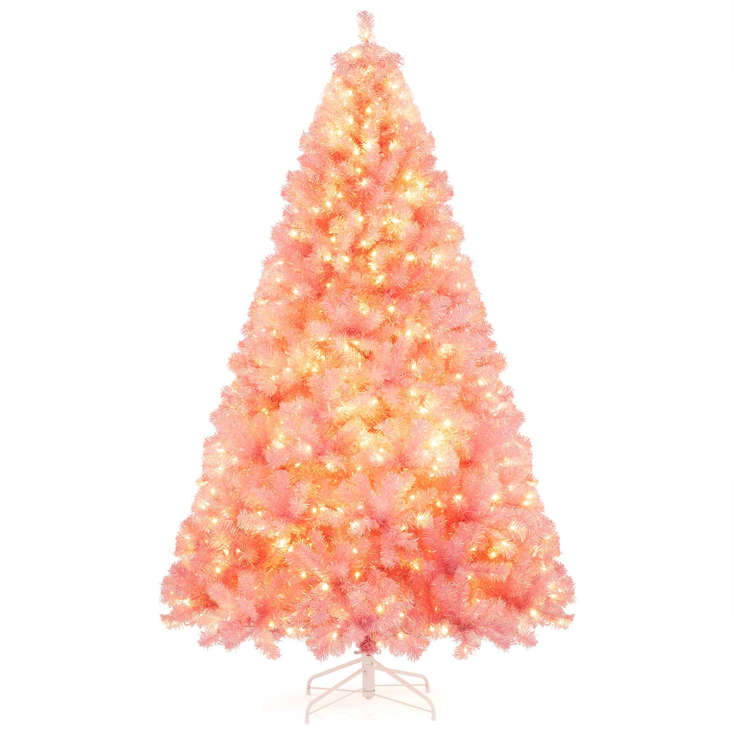 Pre-Lit Tinsel Christmas Tree Artificial Xmas Tree with Lush Branch Tips Holiday Decoration