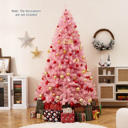 Pre-Lit Tinsel Christmas Tree Artificial Xmas Tree with Lush Branch Tips Holiday Decoration