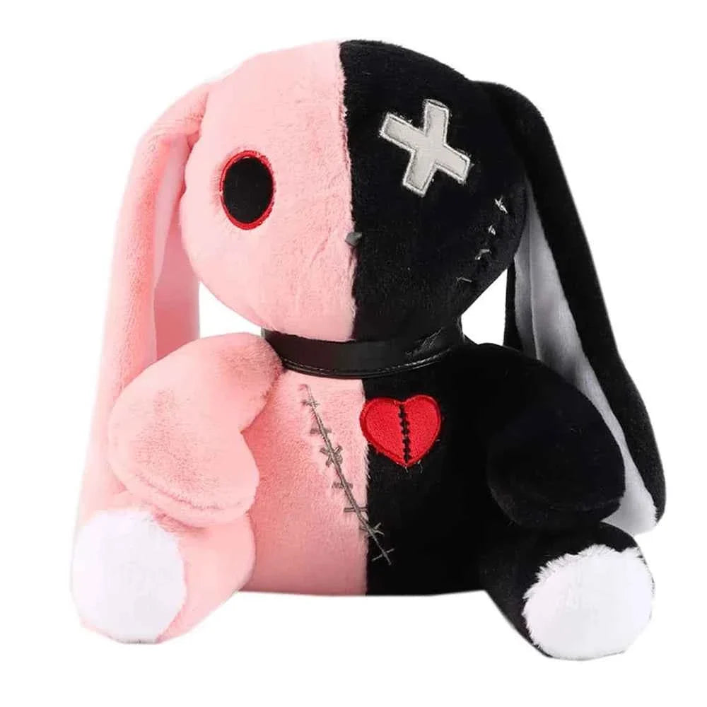Spooky Gothic Bunny Plush Toy (9.1 in) - Creepy Rabbit Stuffed Animal Halloween Decor