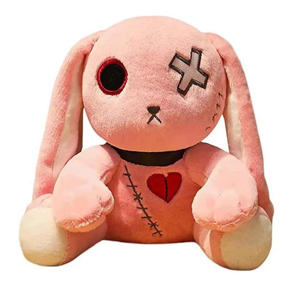 Spooky Gothic Bunny Plush Toy (9.1 in) - Creepy Rabbit Stuffed Animal Halloween Decor