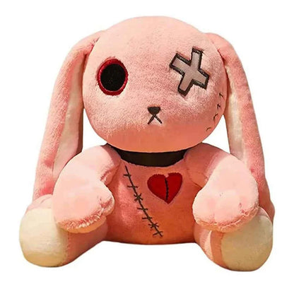 Spooky Gothic Bunny Plush Toy (9.1 in) - Creepy Rabbit Stuffed Animal Halloween Decor