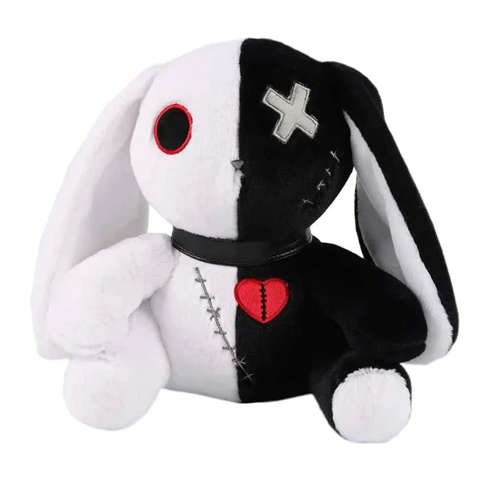 Spooky Gothic Bunny Plush Toy (9.1 in) - Creepy Rabbit Stuffed Animal Halloween Decor