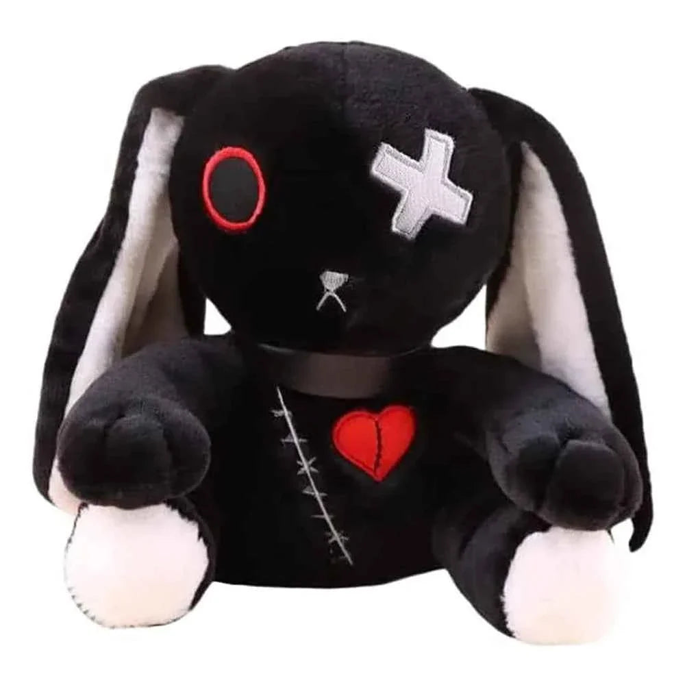 Spooky Gothic Bunny Plush Toy (9.1 in) - Creepy Rabbit Stuffed Animal Halloween Decor