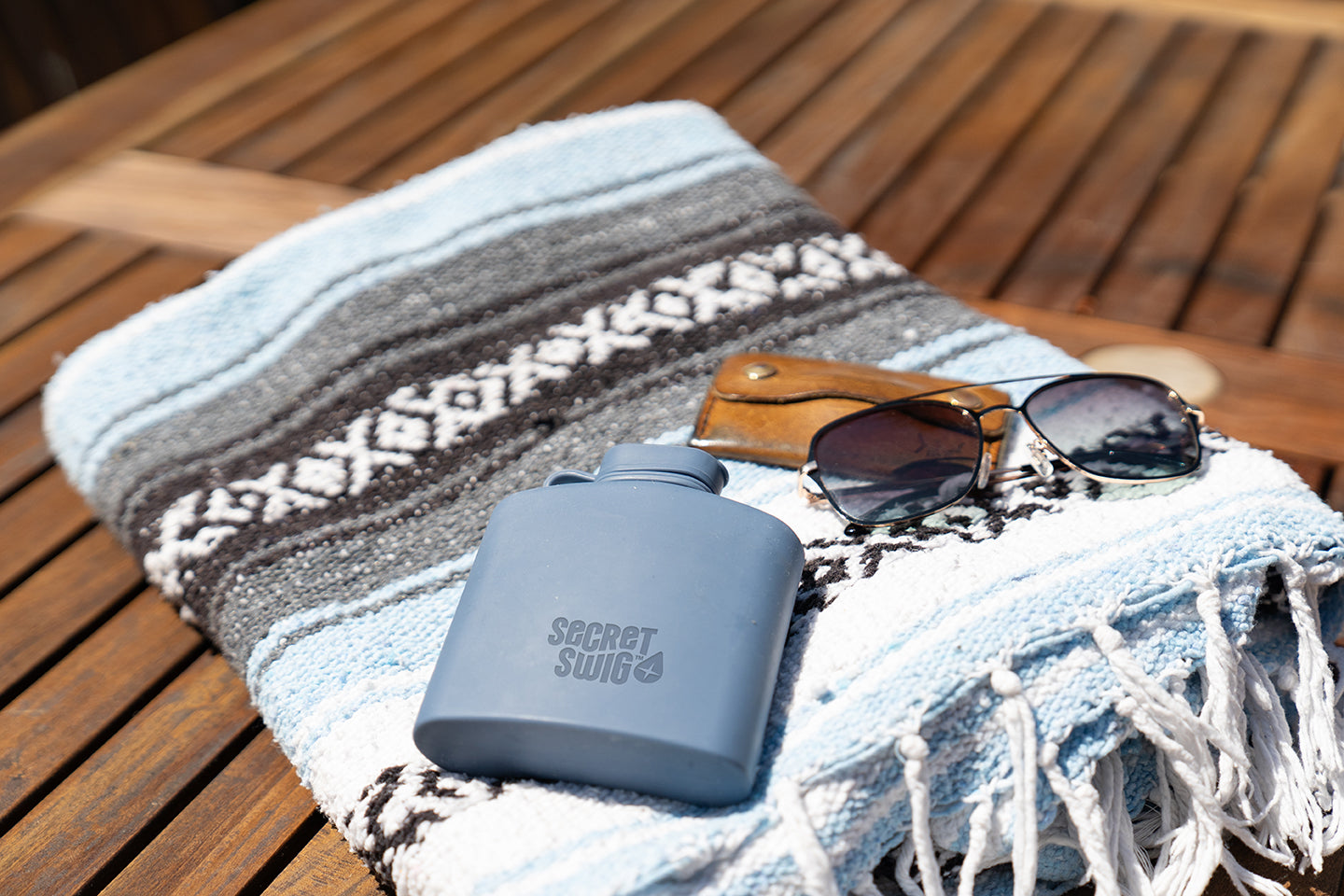 Signature Silicone Hip Flask 8Floz - Slate Blue