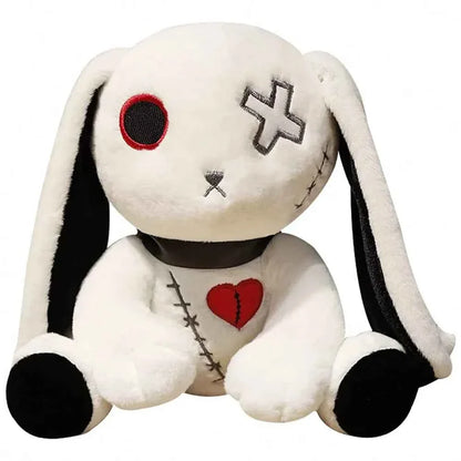 Spooky Gothic Bunny Plush Toy (9.1 in) - Creepy Rabbit Stuffed Animal Halloween Decor