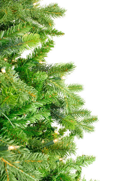 Pre-Lit Salem Pine Christmas Tree Full Holiday Décor Warm White Lights with Metal Stand 6FT