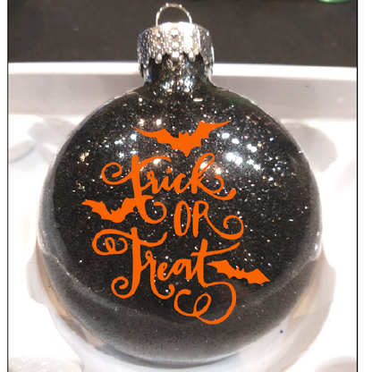 Trick or Treat Glitter Christmas Ornament Shatterproof Horror Halloween Metaphysical