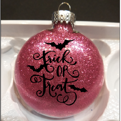 Trick or Treat Glitter Christmas Ornament Shatterproof Horror Halloween Metaphysical